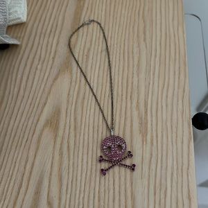 Tarina Tarantino pink crystal skull necklace